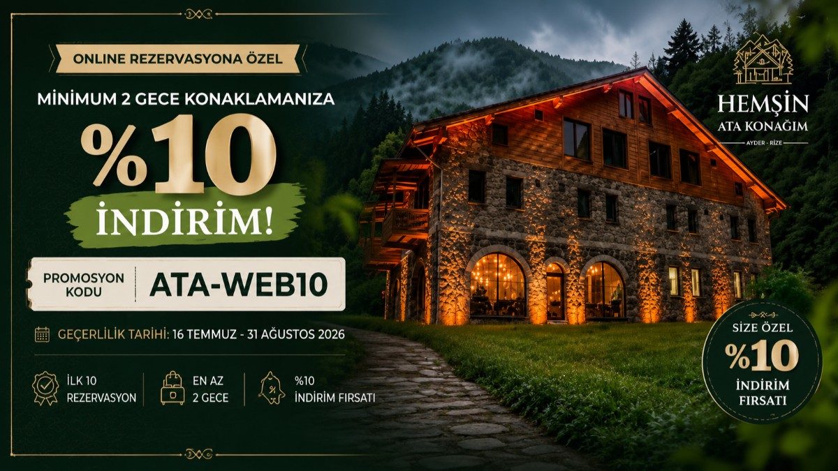 ATA-WEB10 Promosyon Kodu ile Minimum 2 Gece Konaklamalarda %10 İndirim